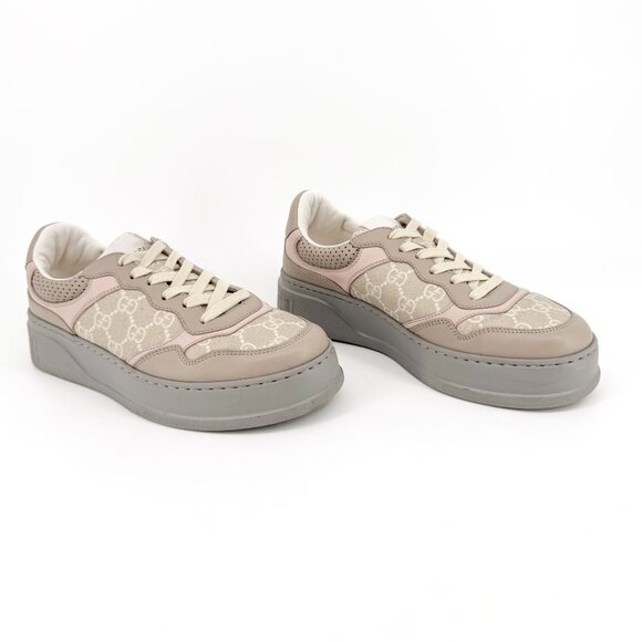 Gucci Beige GG Monogram Canvas Dali Platform Sneakers Size 39 US 9 Women - Picture 1 of 13